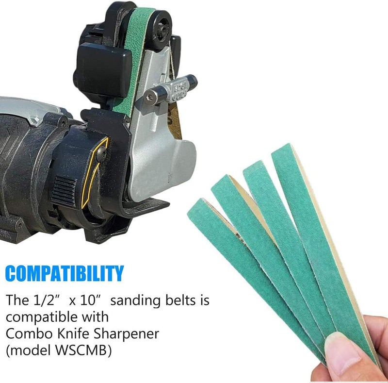 Tockrop 24 Pack 1/2" x 10" Replacement Knife Sharpener Sander Belt Kit for Work Sharp WSCMB Combo Knife Sharpener- 80/120/240/400/1000/1200 Grits Sanding Belt (0.5 x10 Inch) - Image 5